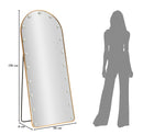 Specchio da Terra LED Hollywood Arco 70x6x170 cm in Alluminio e Specchio Oro      