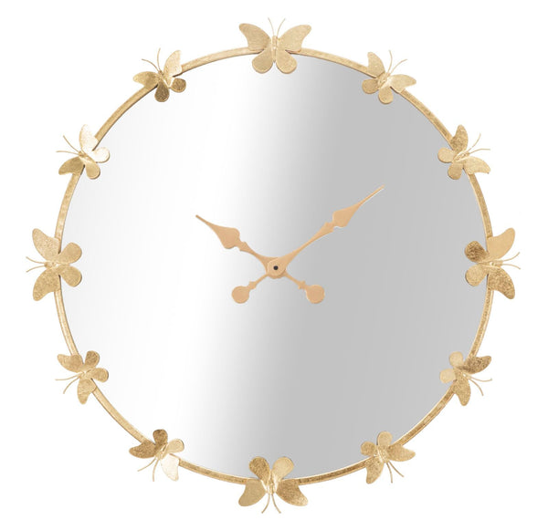 online Orologio Glam Butterfly Ø75x4,5 Specchio Ø64 cm in Ferro Oro