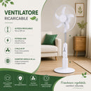 Ventilatore da Terra 105 cm Ricaricabile Ø40cm Potenza 55W e Telecomando Bianco      
