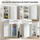 Armadio per Ufficio 80x40x175 cm a 3 Ripiani Regolabili con Serratura e 2 Chiavi in Acciaio Bianco      