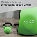 Kettlebell 12 kg per Allenamento Spalle e Bicipiti 20x13x23 cm in Metallo e Gomma Verde