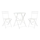 Set 3 Pezzi Giardino Tavolo con 2 Sedie Bistrot Bianco Pieghevole Modello Parigi      