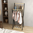 Appendiabiti da Terra con 2 Barre e Ripiano Inferiore Design Moderno 61x45x152 cm in Legno 
