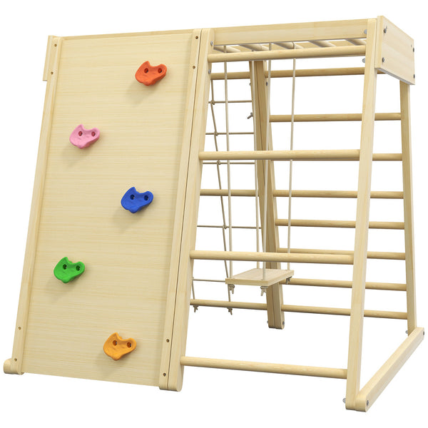 Palestrina per Bambini 3-5 Anni 120x105x120 cm con Parete da Arrampicata 3 Scale e Altalena acquista