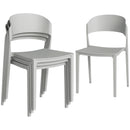 Set 4 Sedie da Giardino Impilabili Struttura in PP Grigio Chiaro      