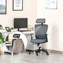 Sedia Poltrona Direzionale da Ufficio 67x66x110-120 cm in Tessuto a Rete Grigio