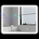 Specchio da Bagno 70x90 cm LED Bluetooth con Interruttore Touch Luce 3 Colori Anti-appannamento Argento      