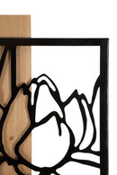 Pannello da Muro Lotus Ferro e Wood 60x2x90 cm in Ferro e MDF Nero e Marrone      