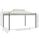 Gazebo da Giardino 3x4m in Acciaio Teli Laterali e Doppio Tetto Crema 