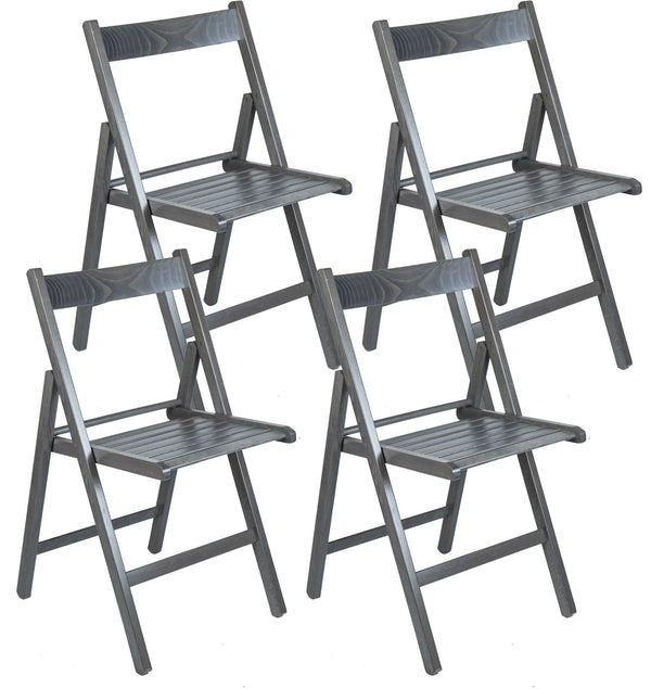 Set 4 Sedie Pieghevole 47,5x42,5x45/79 cm in Legno di Faggio FSC Grigia prezzo