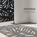 Separé Frangivista a 3 Ante Verticali 122x45x198 cm in Acciaio con Motivo Tropicale Nero      