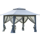 Gazebo da Giardino 3,64x3,64x2,94m in Acciaio e Tessuto Oxford Grigio