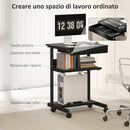 Scrivania Moderna Salvaspazio 56x51x79 cm con Cassetto Scorrevole e Ruote in Legno Ingegnerizzato e Metallo Nero  