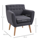 Poltrona Stile Nordico in Tessuto Grigio Scuro 68x58.5x76 cm 