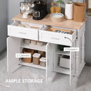 Isola per Cucina 106x39,5x89,5 cm 2 Cassetti 2 Ante Bianco