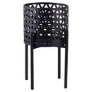 Set 2 Porta Vasi Ø20x36 cm e Ø25x43 cm con Piedistallo in Ferro Nero      