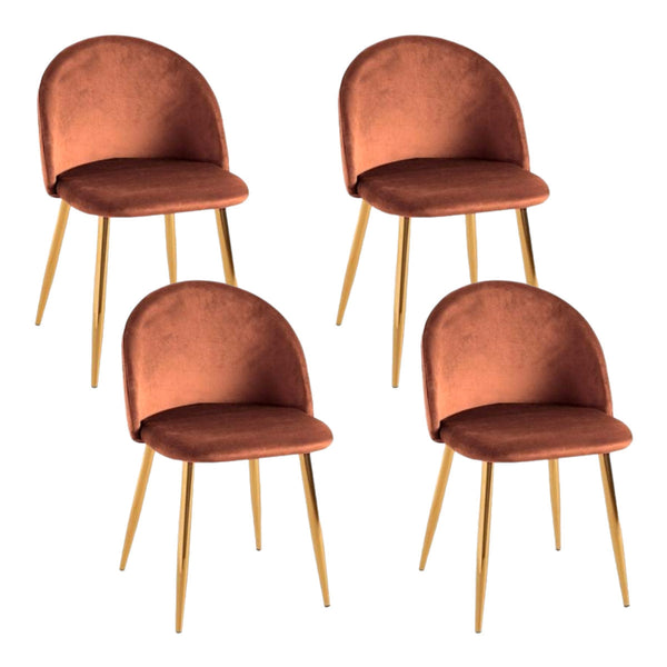 sconto Set 4 Sedie Imbottite 38x43x74 cm in Vellluto Velvet Bronzo e Oro