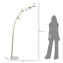 Lampada da Terra Glamy Arc 6 Luci 130x45x220 cm in Ferro e Vetro Oro e Bianco      