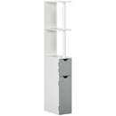 Mobile a Colonna da Bagno 15,2x29,8x118 cm in Legno Bianco e Grigio   