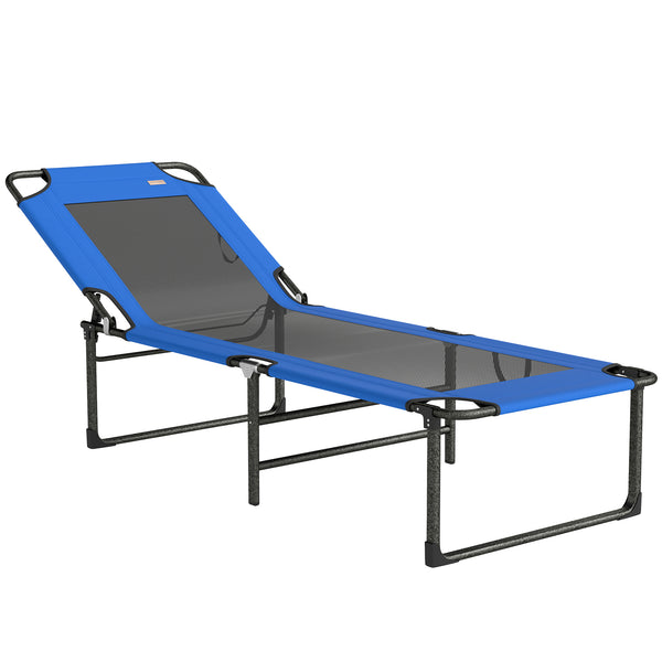 Lettino Sdraio Pieghevole, Schienale Regolabile 4 Posizioni, Maniglia Trasporto, Colore Blu. sconto