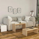 Set 3 Pezzi Tavolini da Caffè per Salotto Design Rettangolare Moderno Sovrapponibile Legno Quercia      