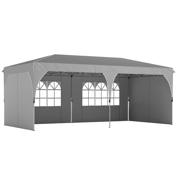 online Gazebo Pieghevole 3x6 m con Pareti e Altezza Regolabile Protezione UV 50+ Grigio Chiaro