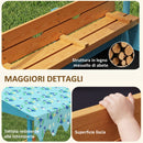 Sabbiera per Bambini 3-6 Anni 134,5x127,5x130 cm con Tettuccio Dinosauri Sedute Pieghevoli Coperchio e Fodera in Legno di Abete Blu      