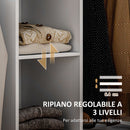 Mobile Asse da Stiro 125x43,5x112 cm con Ruote Barra per Abiti e Ripiani Bianco  