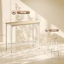 Set da Pranzo 5 Pezzi con Bancone da Bar 110x50x89,5 cm e Sgabelli Ø30x60,5 cm in Legno e Metallo Color Legno      