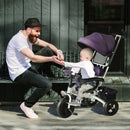 Passeggino Triciclo per Bambini con Maniglione e Tettuccio Parasole Deluxe Bianco e Viola 