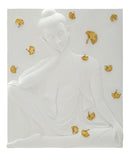Pannello Buddha 46x5,7x55,5 cm in Resina Bianco e Oro      