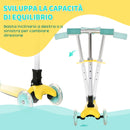 Monopattino Pieghevole 3 Ruote per Bambini 54,7x32,5x59-69 cm in Metallo e Alluminio Giallo e Verde