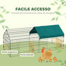Gabbia per Galline Pollaio da Esterno con Telo di Copertura 185x75x75 cm in Acciaio Verde      