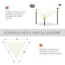 Tenda Vela da Giardino Triangolare in HDPE Crema 4x4x4m 