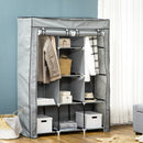 Armadio Salvaspazio con Base Rialzata 125x43x162,5 cm 8 Ripiani e 2 Barre in Tessuto non Tessuto e Acciaio Grigio Chiaro      