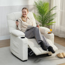 Poltrona Relax Elettrica 94x90x105 cm Reclinabile 150° con Poggiapiedi Funzione Memory Telecomando in Velluto Crema      