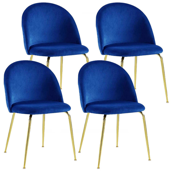 Set 4 Sedie Imbottite 49x52x79 cm in Velluto Blu e Oro acquista