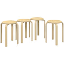 Set 4 Sgabelli Impilabili Rotondi in Legno 40x54 cm Colore Legno 