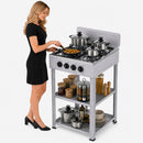 Cucina da Esterno 49x49x79cm con 4 Fuochi Cucinotto da Campeggio in Ferro Grigio     