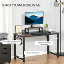 Scrivania da Ufficio 120x60x73,5 cm in Metallo e Truciolare Marrone e Nero