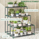 Scaffale Porta Piante 94x84x110 cm a 4 Livelli in Acciaio Verde Scuro      
