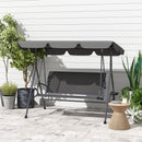 Dondolo da Giardino 3 Posti 204x112x150 cm con Tettuccio e Portabicchieri in Rattan PE e Acciaio Grigio      