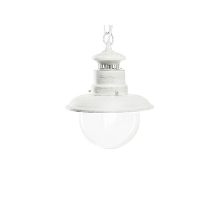 sconto Lampada a Sospensione da Esterno E27 in Metallo Sovil Bianco e Argento