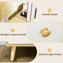 Mobile Credenza 3 Cassetti 90x32x80A cm in Truciolato e Legno di Pino Bianco