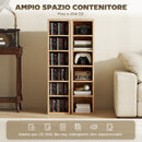 Set 2 Librerie Porta CD 21x22,5x88,5 cm 6 Ripiani Regolabili per 204 CD in Legno Naturale      