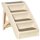 Scaletta per Cani e Gatti Pieghevole 4 Gradini Antiscivolo 62x38x49,5 cm in PP Beige