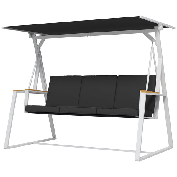 Panchina da Giardino 3 Posti con Tettuccio Inclinabile 205x130x175 cm in Acciaio Grigio Scuro prezzo