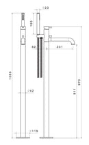 Miscelatore Freestanding per Vasca da Bagno con Doccino in Acciaio Inox Satinato Nilo
