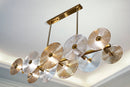 Lampadario Venice 116x27x79 cm in Vetro e Ferro Oro e Naturale e Marrone      