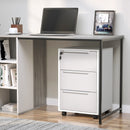 Cassettiera Portadocumenti a 4 Ruote 40x40x63,5 cm a 3 Cassetti con Chiavi di Sicurezza in MDF Bianco e Grigio  
